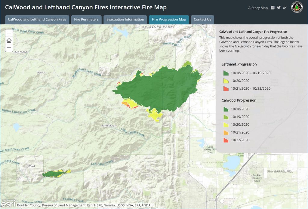 CalWood and Lefthand Canyon Fires Interactive Fire Map