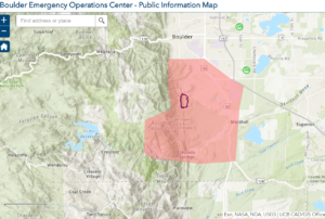 NCAR fire burn perimeter map within evacuation area